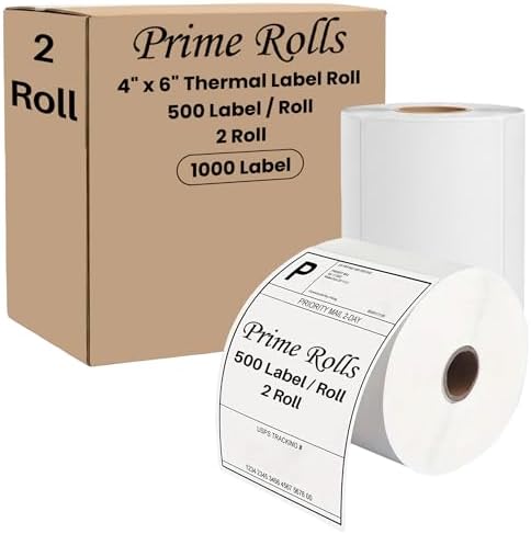 Prime Rolls 4x6 Direct Thermal Shipping Labels – 1000 Count (Pack of 2)